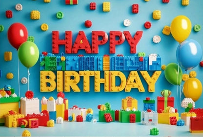 Colorful Building Block Balloon Backdrop - Vibrant Kids Birthday Party Decoration & Photography Background