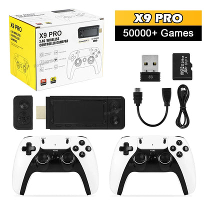 NEW 128GB X9 PRO Retro Game Console — TV Video Game Stick with 45+ Emulators for PS1, PSP, NDS, N64 & 40,000+ Games, 2.4G Dual Controllers