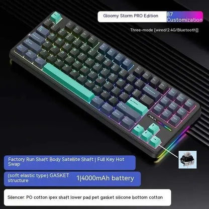 AULA F87 Pro 87-Key Mechanical Keyboard – Tri-Mode 2.4G/USB/Bluetooth, RGB, PBT Keycaps, Gasket Mount, 5-Layer Silencing, Full Key No Impact