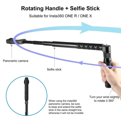 Vamson Invisible Selfie Stick for Insta360 X3 – Rotating Bullet Time Handheld Tripod for GoPro & Insta360 ONE