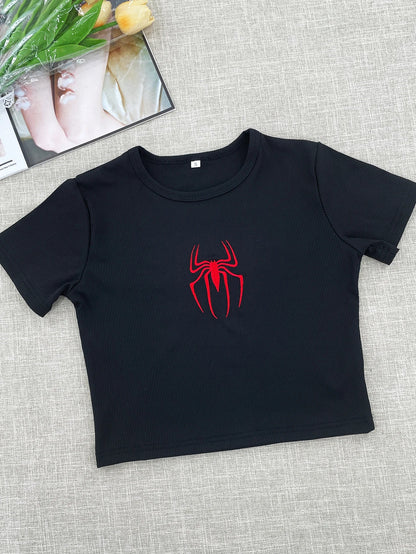 Women’s Summer Crop Top T-Shirt – Brazil Letter Print O-Neck Short Sleeve Casual Streetwear Tee 2026 Beach Fashion