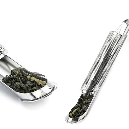 New Tea Strainer – Stainless Steel Infuser Pipe Design with Holder, Tea Spoon, and Filter for Perfect Brew