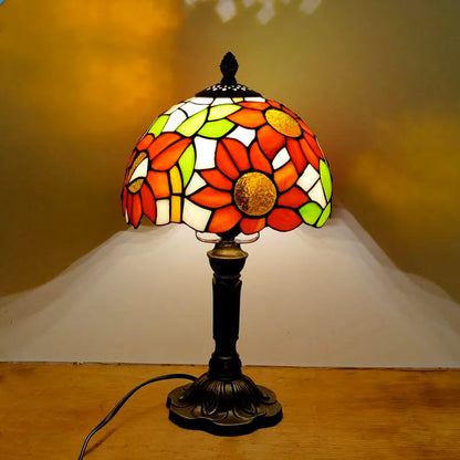 Retro Stained Glass Table Lamp – Colorful E27 Art Lampshade, Mediterranean Baroque Style Bedside Bedroom Décor Light