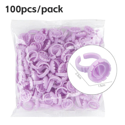 AILEISHI 100PCS Disposable Eyelash Glue Cup Rings – Lash Extension Pigment Holder Tattoo Makeup Tools