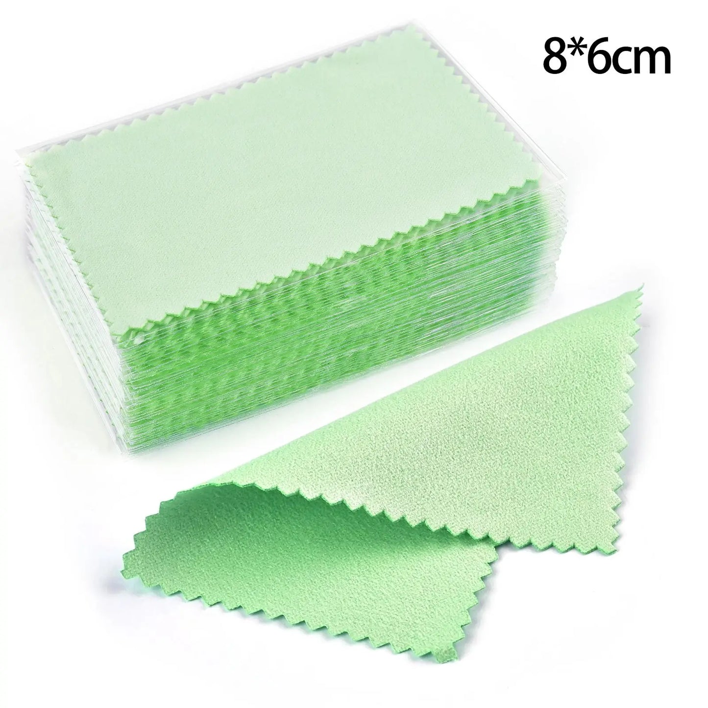 50pcs Silver Polishing Cloths 10x6.5cm & 8x8cm – Soft Cleaning Wipes for Necklaces, Rings & Jewelry Care