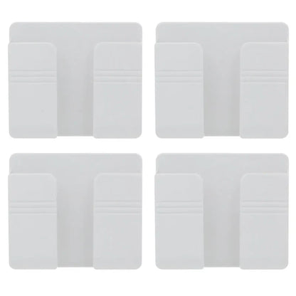 4-Piece Wall-Mounted Storage Box Set - Multifunctional Punch-Free Organizer for TV Remote Control, DIY Mobile Phone Plug, and Charging Holder
