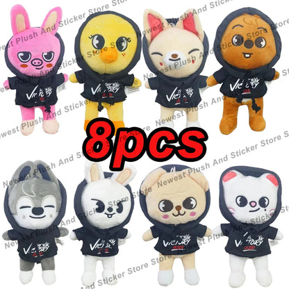 20cm Kawaii Skzoo Plush Toy Set – 8pcs Cartoon Stuffed Animals for Kids, Room Decor & Gifts