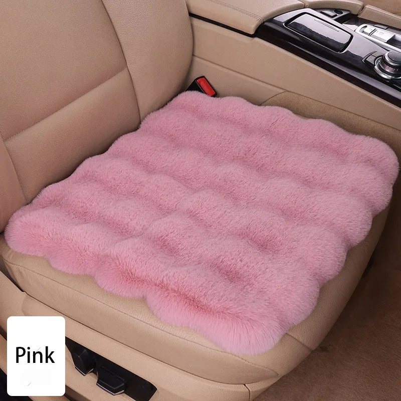 Winter Plush Car Seat Covers – Ultra-Soft Rabbit Fur Cushion Pads for Warmth, Universal Fit Auto Chair Protectors