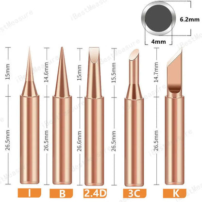 5pcs 900M-T Copper Soldering Iron Tips - Lead-Free Welding Heads for BGA Repair Tools