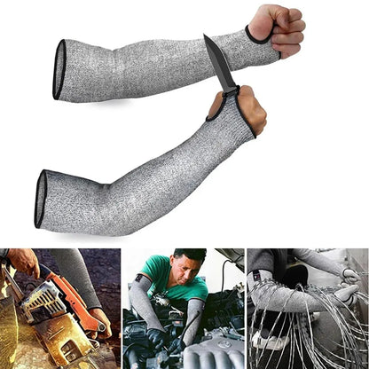 Level 5 Anti-Cut Safety Sleeves – Puncture-Resistant Arm Guard Gloves, Breathable Cutting Protection for Household Use