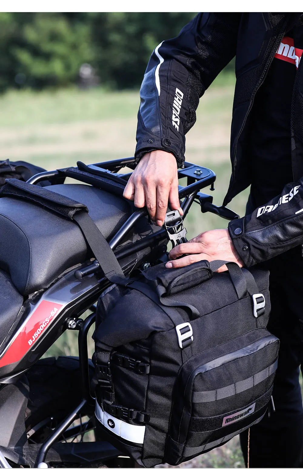 Rhinowalk Motorcycle Saddlebag 20L-30L – Universal Side Bag with Removable 100% Waterproof Inner Liner for Travel Motorbike Luggage