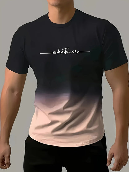 Men's Casual Crew Neck T-Shirt – Gradient Color Short Sleeve for Sports & Everyday Wear