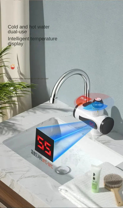Electric Instant Kitchen Water Heater Faucet — Tankless Hot & Cold Heating Tap