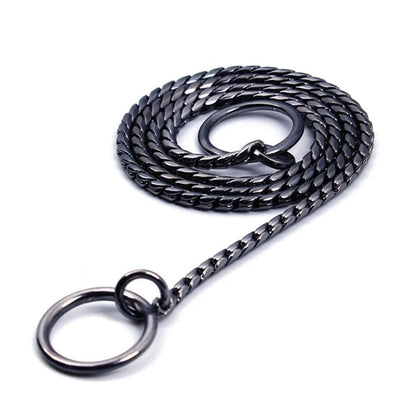 Gold, Black & Silver Dog Chain Collar – Heavy Link Copper-Plated Snake Choke Training & Show Slip Collar for Dogs