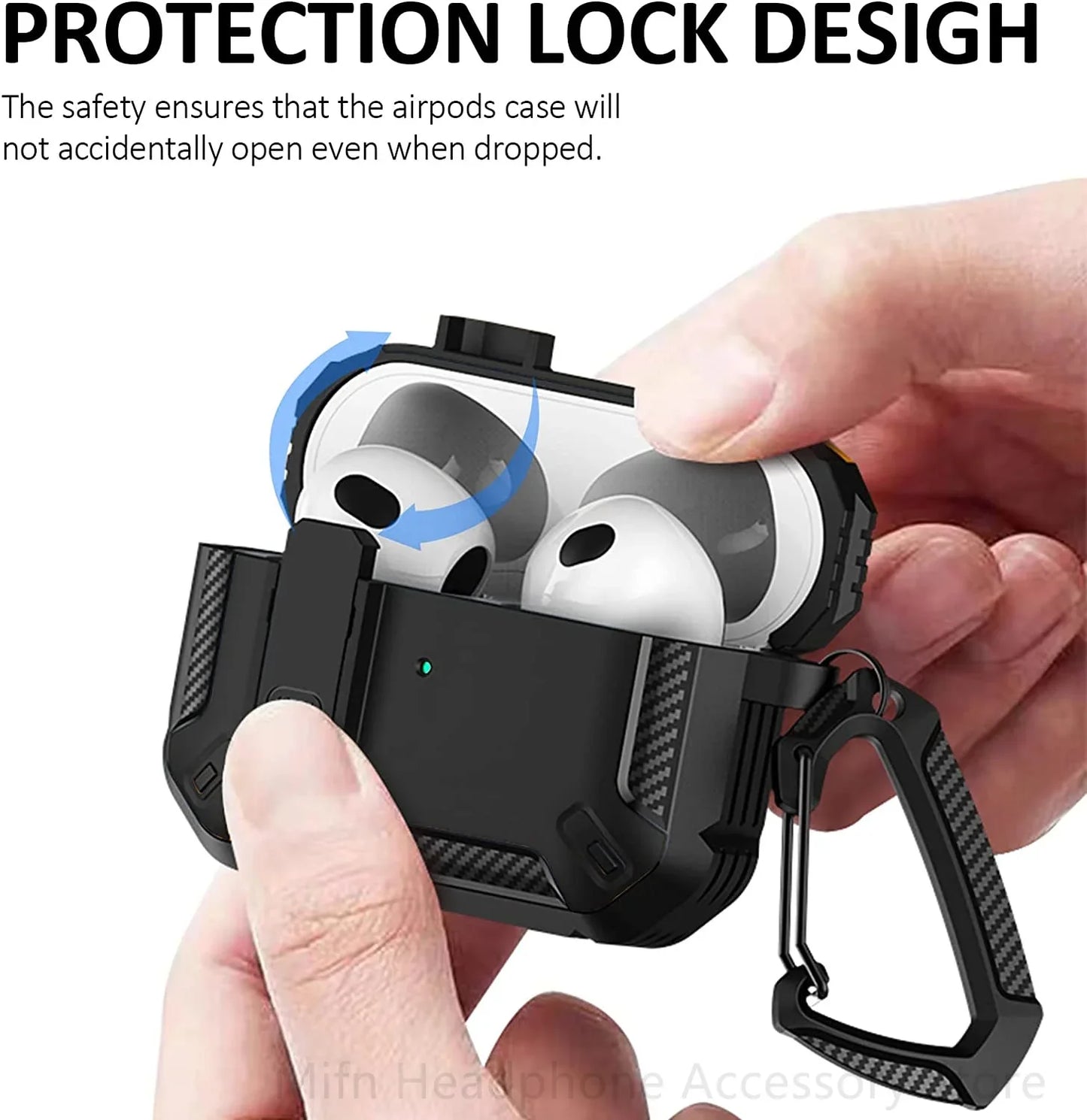 Carbon Fiber Shockproof Case for AirPods Pro 1/2 & AirPods 3 – Protective Headset Cover with Switch