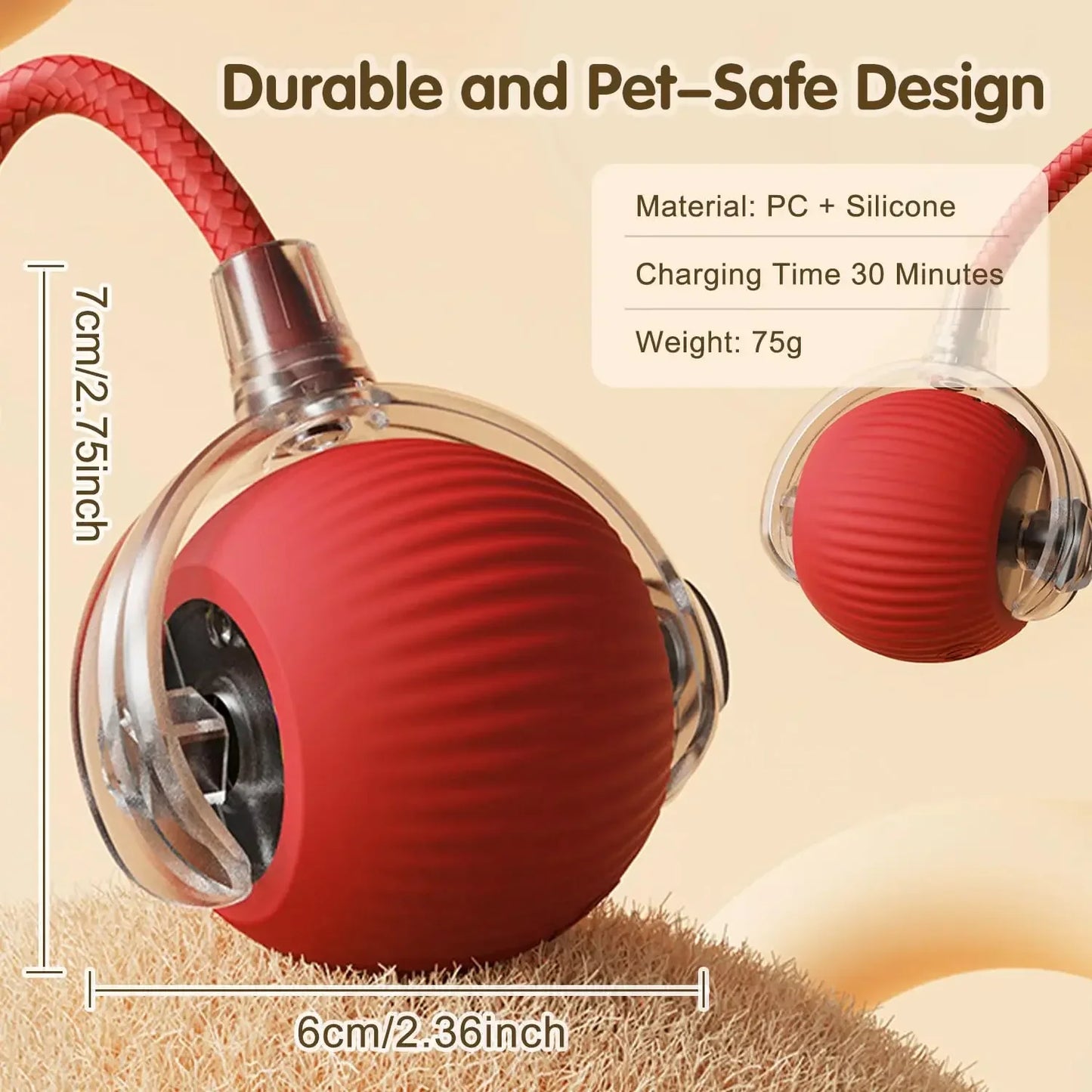 Cat Interactive Ball Toy – Automatic Rolling Ball with Tail, Rechargeable Smart Pet Toy, Intelligent Mouse for Cats