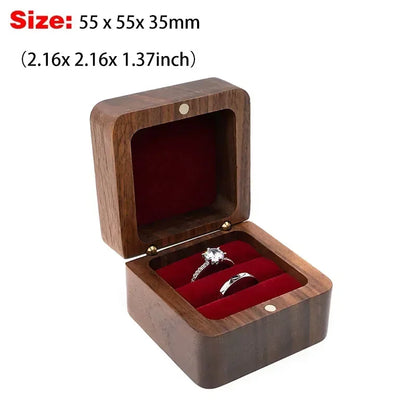 Personalized Walnut Wooden Ring Box - Custom Name Engagement & Wedding Anniversary Gift