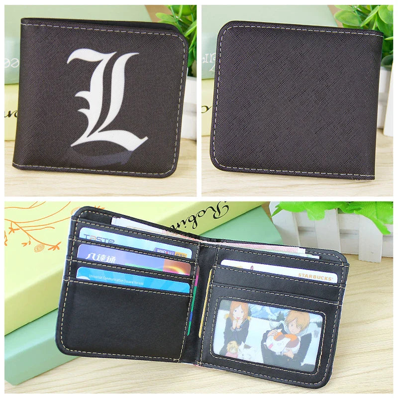 Death Note Anime Wallet — Black PU Leather Short Card & Coin Purse for Boys & Girls Gift