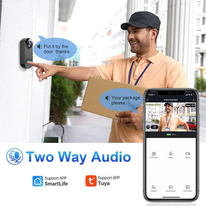 1080P Wireless Video Doorbell Camera – WiFi Smart Doorbell, Tuya Smart Home Security, Motion Detection, Night Vision, Intercom