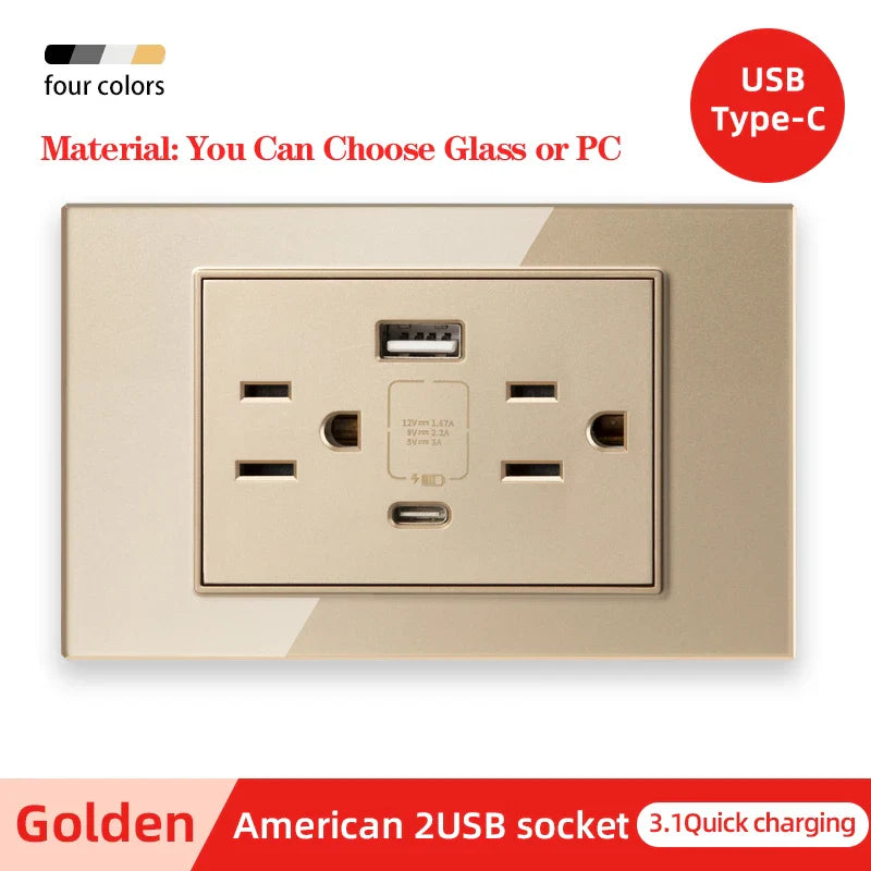 Herepow 118 Series Dual USB Wall Socket - Thailand & American Standard Smart Plug Adapter with Type-C 3.1A Fast Charging