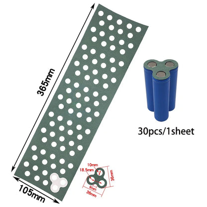 2-6P Hollow & Solid 18650 Li-ion Battery Insulating Gaskets – Positive Pole Protective Stickers with Highland Barley Paper Design