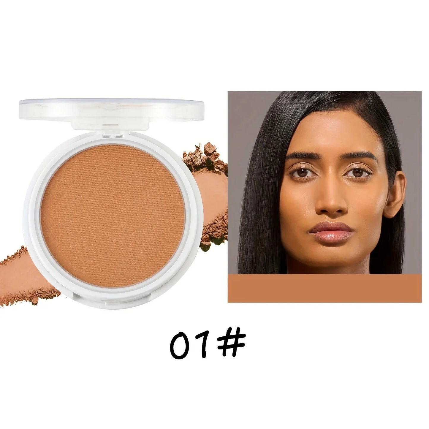 Wheat Bronzing Powder for Dark Skin - Matte Finish, Sweatproof & Oil Control Foundation Concealer with Puff & Mirror