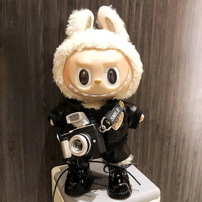 17cm Labubu Idol Dolls Clothes - Kpop EXO DIY Accessories, Cute Mini Plush FEAR Hoodie Se