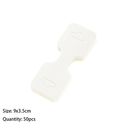 50PCS Blank Jewelry Display Cards — Foldable Adhesive Price Tag Holders for Necklaces & Bracelets, Small Business Packaging Supplies
