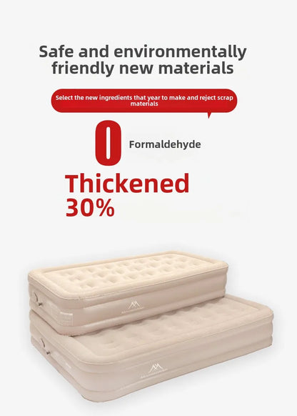 MOUNTAINHIKER 2025 Inflatable Air Mattress – PVC Glamping Sleeping Mat with Built-in Pump for 1-3 Persons