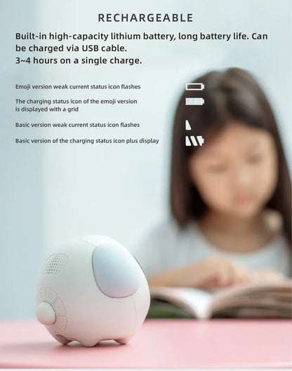 Cute Cartoon Digital Alarm Clock for Kids – Emotion Table Clock with Light for Bedroom & Desktop