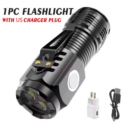 Mini 3 LED Rechargeable Flashlight with Pen Clip – Portable Waterproof Emergency Torch for Night Walking & Outdoor Use High Brightness Spotlight Light