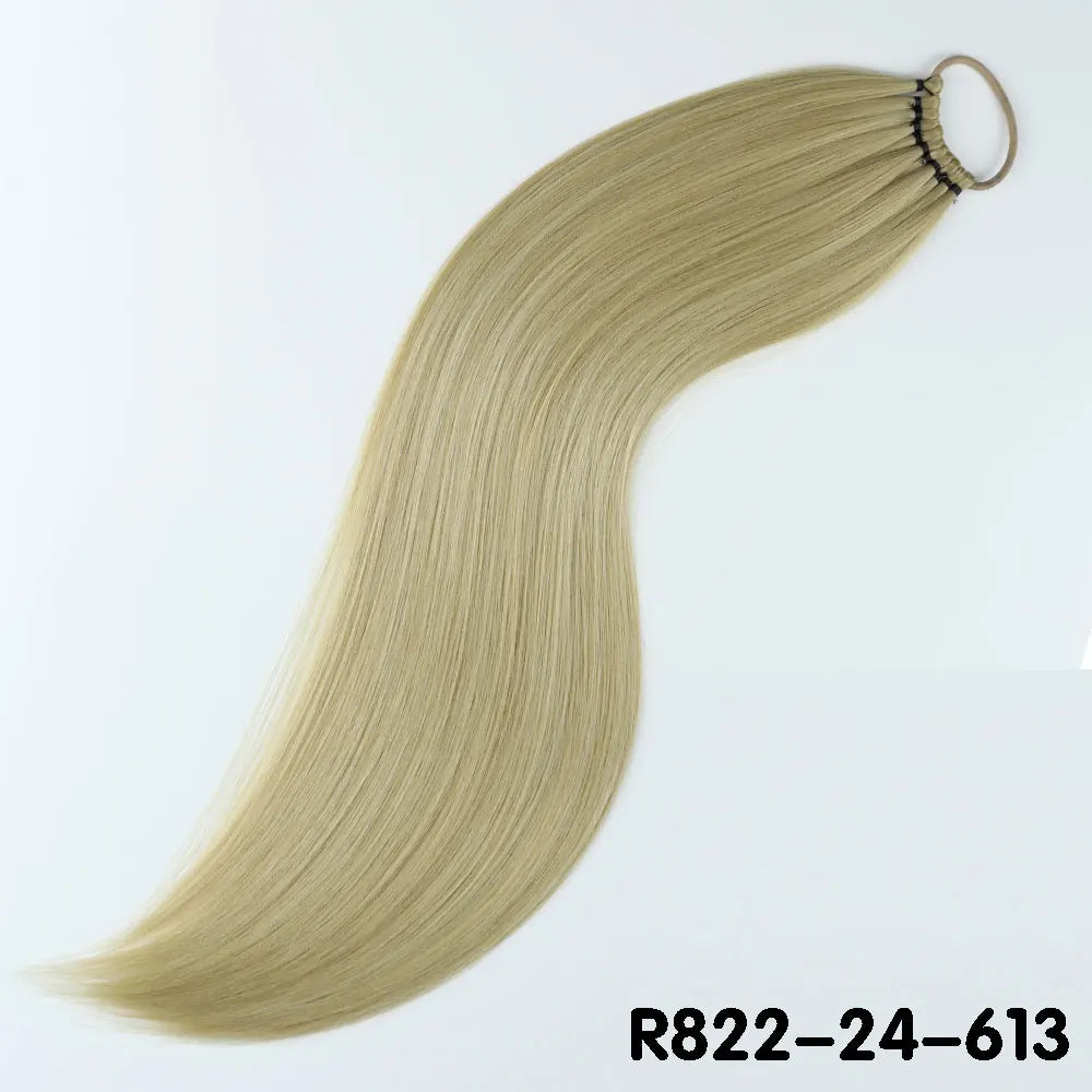 AZQUEEN 24-Inch Long Straight Ponytail Extension – Synthetic Fake Hairpiece for Women