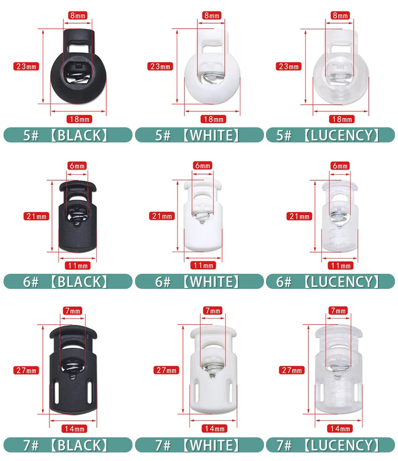 10pcs Plastic Cord Lock Stopper – Black Frost Toggle Clips for Shoelaces, Sportswear & DIY Bag Accessories