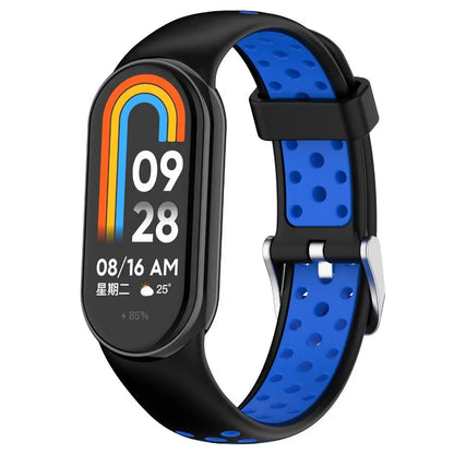 Two-Color Silicone Sport Strap for Xiaomi Mi Band 9 & 8 – Breathable Smartwatch Wristband Accessory