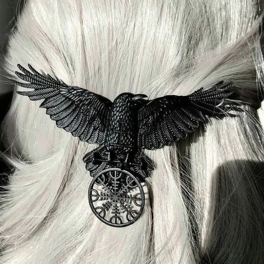 Gothic Crow Hair Clip - Vintage Witch Viking Cosplay Hair Accessory for Women