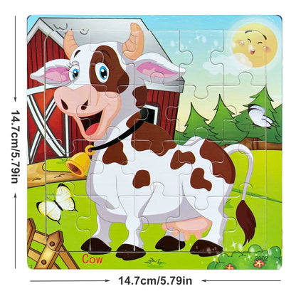 14.7cm Wooden Jigsaw Puzzle – Transportation & Marine Animal Educational Toy for Kids