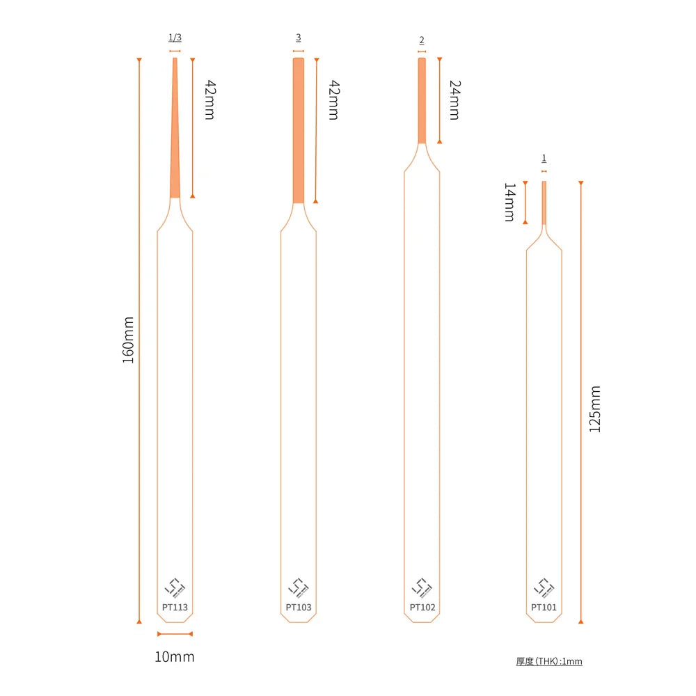 Double-Sided Model Sanding File – 1mm-3mm Narrow Nose for Deep Crevices and Small Model Parts
