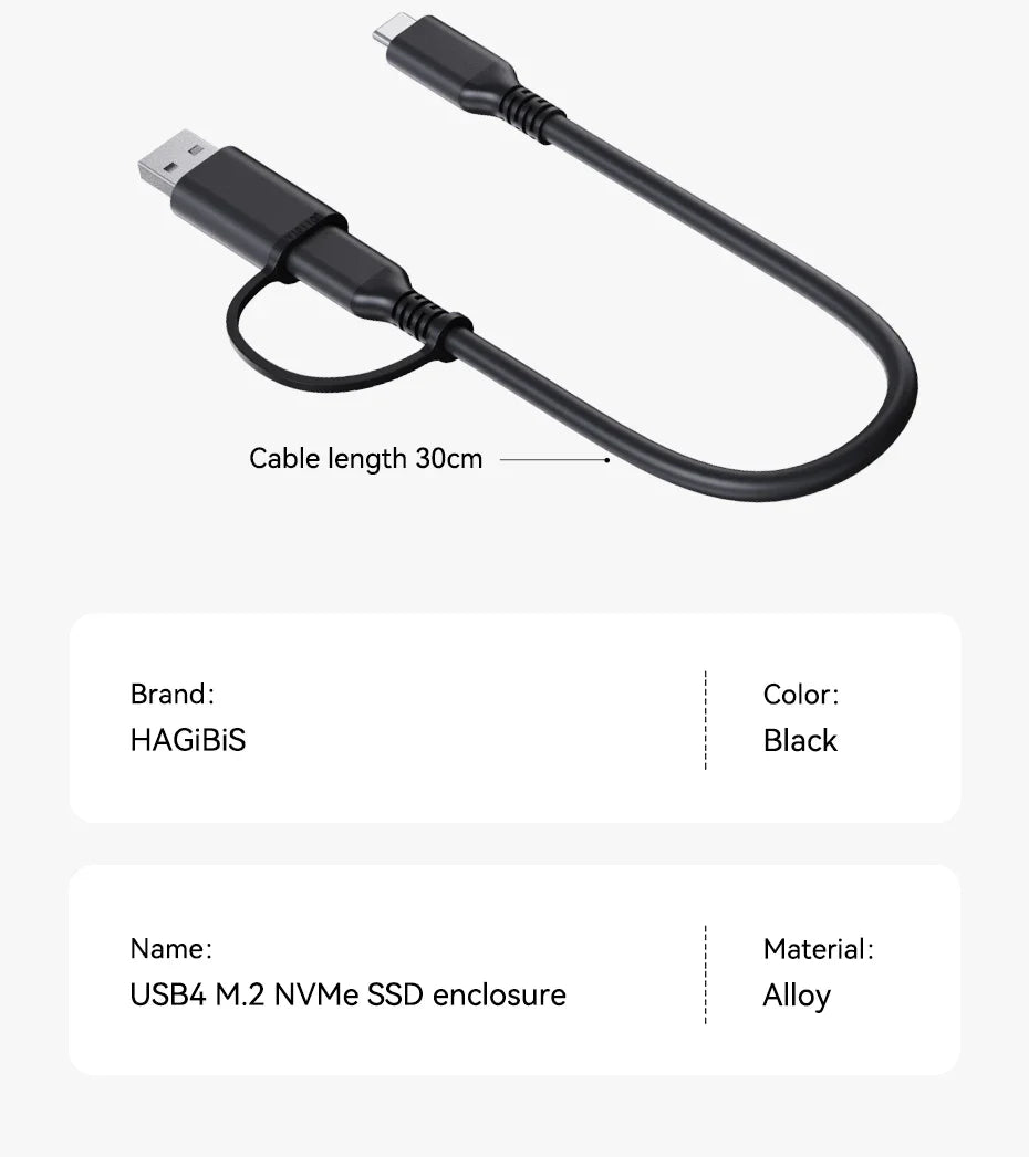 Hagibis USB 4.0 40Gbps M.2 NVMe SSD Enclosure – Compatible with Thunderbolt 4/3 & USB 3.2/3.1/3.0 External Hard Drive Case