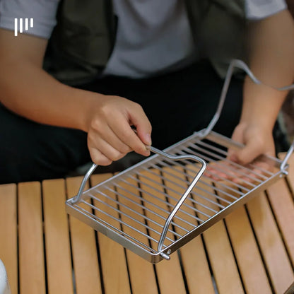 Multifunction Folding Campfire Grill Stand - Portable Camping Grill Grate for Outdoor Cookware - BBQ Rack & Gas Stove Bracket