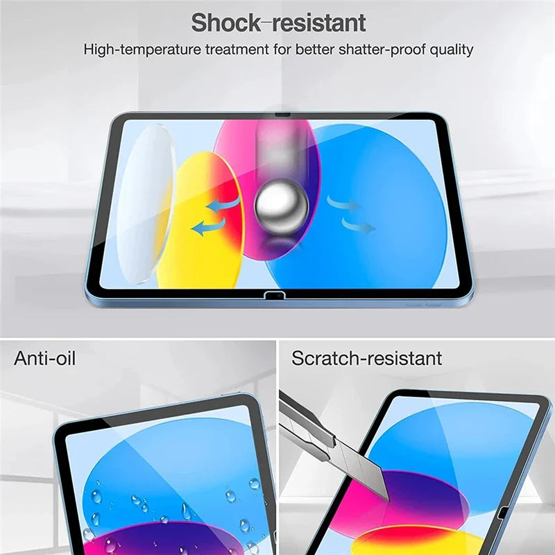 2PCS iPad 10th/11th Gen 10.9" 2025 Glass Screen Protector & Tablet Case for A16 A3354 A3355 A2696 A2757
