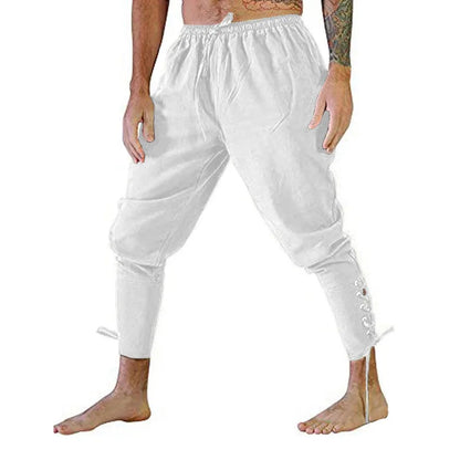 Men’s Pirate & Viking Costume Pants – Renaissance Medieval Drawstring Shorts for Halloween Cosplay