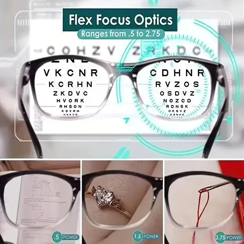 Multifocal Reading Glasses - Auto-Adjusting Bifocal Readers for Women & Men