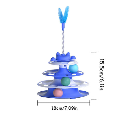 Interactive Cat Toy - Funny Turntable, Wand Stick & Ball Set for Boredom Relief