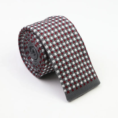 Classic Knit Neck Tie for Men — 6cm Plaid & Dots Casual Business Wedding Tie