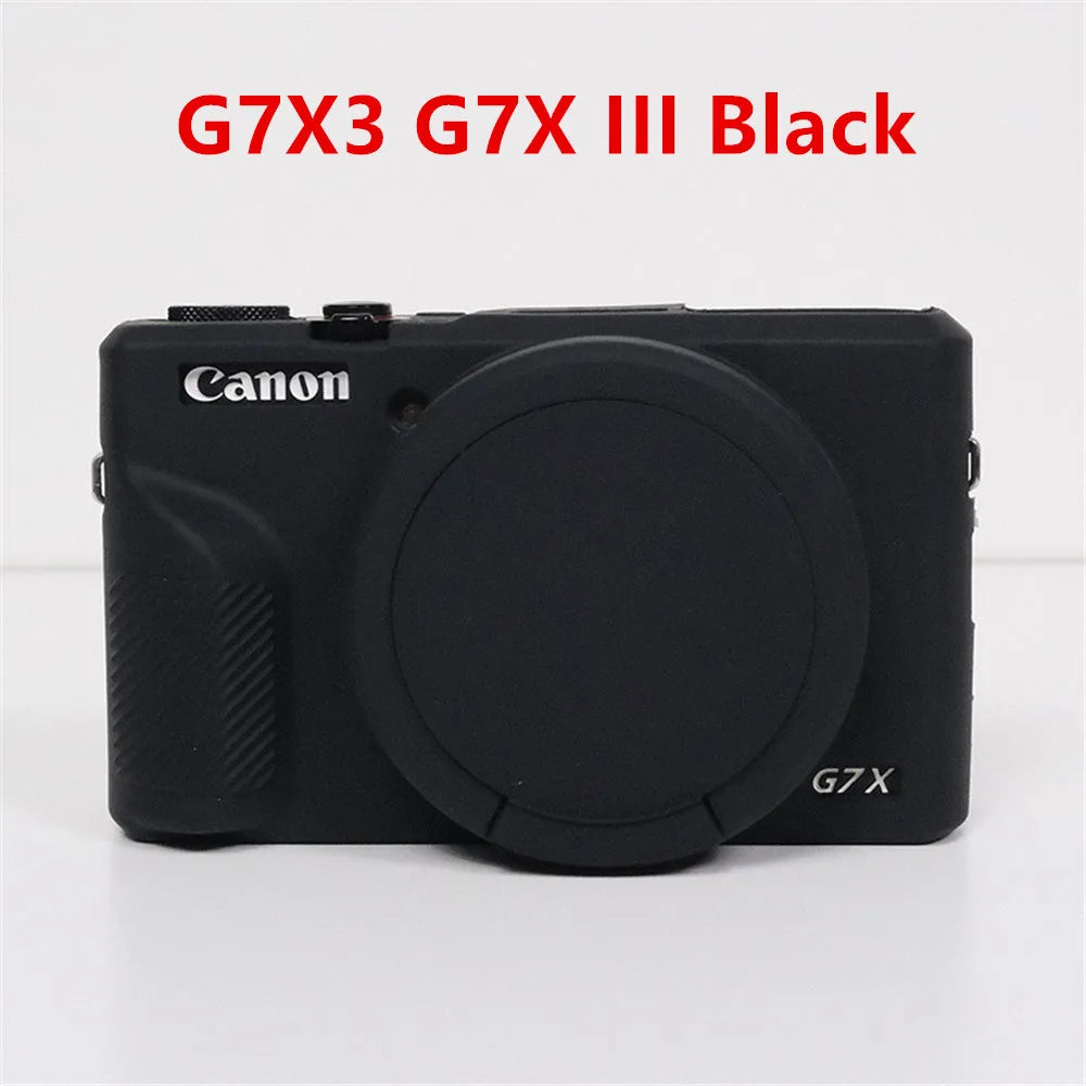 Canon G7X Silicone Camera Case - Soft Rubber Shockproof Body Cover with Lens Cap for G7X Mark II III G7XII G7X2 G7XIII G7X3