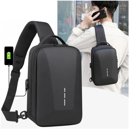 Anti-Theft Combination Lock Chest Bag with USB Charging Port – Men's Fashion Crossbody Travel Shoulder Bag
