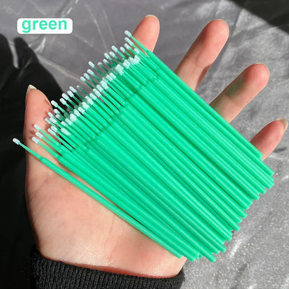 100pcs Eyelash Cleaning Brushes – Micro Cotton Swabs for Lash Extensions & Makeup Remover