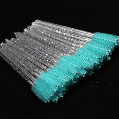 50-Pack Disposable Crystal Eyelash Brush Combs – Professional Eyelash Extension Mascara Wands for Makeup and Beauty Tools
