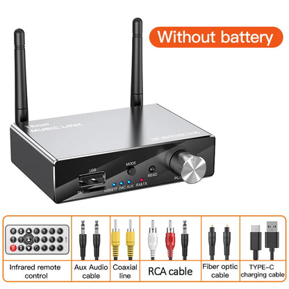 Bluetooth 5.3 Transmitter & Receiver | Low Latency Stereo AUX 3.5mm, Optical Wireless Audio Adapter with Remote Control for TV & PC