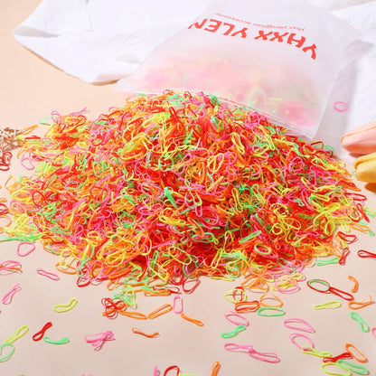 500/1000/2000PCS Colorful Disposable Rubber Hair Ties – Ponytail Holders for Girls & Kids Hair Accessories
